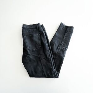 Free People Womens Casual Coated Denim Jeans Skinny Mid Rise Black Size 28